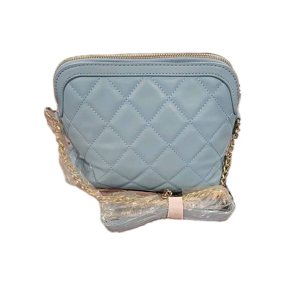 Badgley Mischka Crossbody Light Blue Quilted Gold Accents NWT MSRP 129.00 (150)
